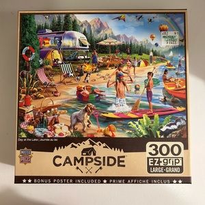 Like New 300 EZ Grip Piece Jigsaw Puzzle “Day At The Lake” Campside.